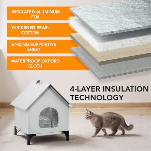 Large Cat House for Outside&Indoor,Insulated and Weatherproof,Foldable Cats Shelter, Bigger Cat House, Selfwarming/Cold Large Cave Bed for Winter,Garden(18 x 18 x 24 inch,L,Normal)