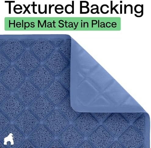 GORILLA GRIP Cat Litter Box Mat, Coiled Mesh Trapping Mats, 47x35 Navy