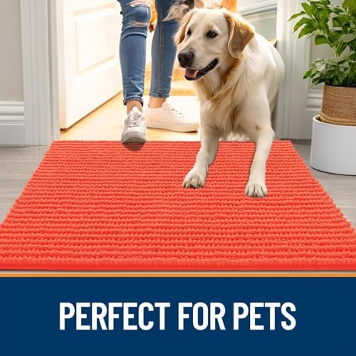 OLANLY Dog Door Mat for Muddy Paws 44x32, Extra Absorbent Chenille Mud Mat