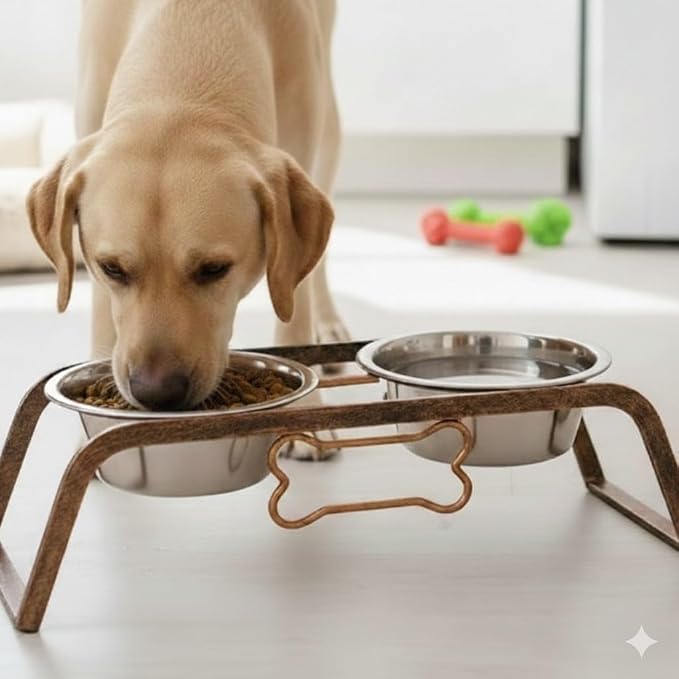 Loving Pets Elevated Dog Bowls – Raised Stainless Steel Dog Bowls with Steel Stand – Non-Skid, No Spill Feeder for Small, Medium & Large Dogs – Easy to Clean, Durable Raised Dog Feeding Station
