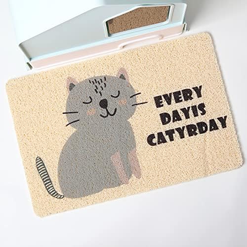 Cat Litter Mat Trap, Pet Food Catching Placemat, Super Cute Easy to Clean 24"×16" Large Durable for Cats and Dogs - Everyday is Catyrday