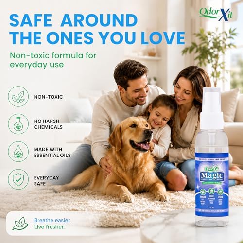OdorXit Magic Air Odor Neutralizer Spray, Powerful Dog & Cat Urine Odor Neutralizer, Safe Air Refresher for Home, Safe Odor Absorber for Pet, Closet & Any Strong Odor Remover, 2oz