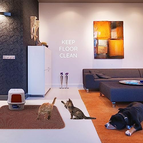 WePet Cat Litter Mat, Kitty Litter Trapping Mat, Honeycomb Double Layer Mats, No Phthalate, Urine Waterproof, Easy Clean, Scatter Control, Catcher Litter Tray Box Rug Carpet