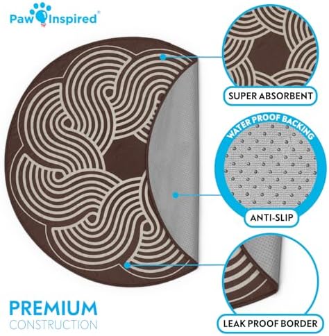 Paw Inspired Round Designer Dog Pads, Brown, 36 Inch Size, 2 Pack