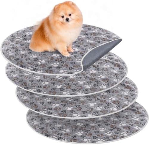 4 Pack Washable Whelping Pad Whelping Supplies Absorbent Reusable Puppy Training Pads Reusable Dog Mat for Floor Non Slip Washable Pee Mat for Dogs(Grey,32 Inch)