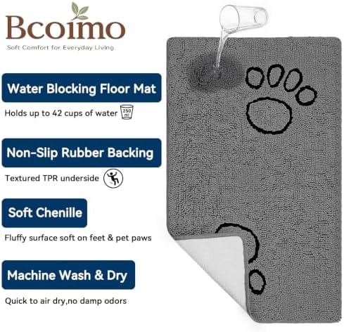 Bcoimo Quick Dry Chenille Doormat – Super Absorbent Non-Slip Entryway Rug