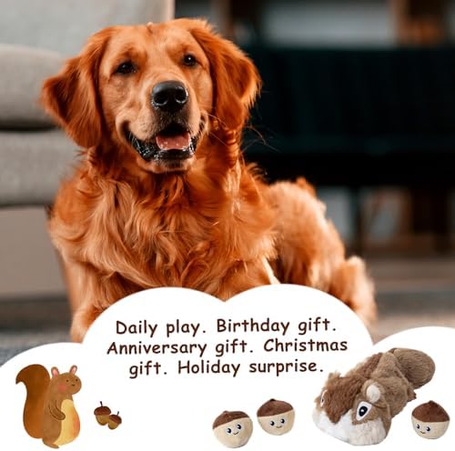 Hollypet Squeaky Hide and Seek Dog Toys for Small and Medium, Pine Cone