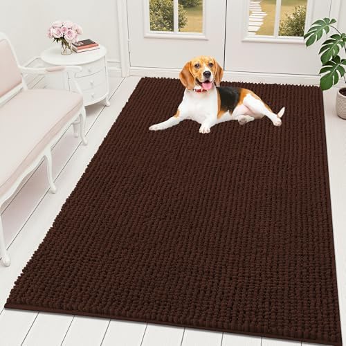OLANLY Dog Door Mat for Muddy Paws 59x35, Extra Absorbent Chenille Mud Mat