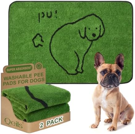 Qeils Reusable Puppy Pads , Washable Pee Pads for Dogs 36" x 24" 2 Pack
