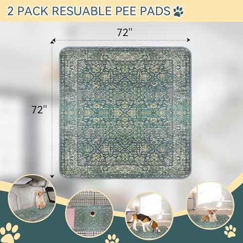 Washable Pee Pads for Dogs and Cats - 100% Waterproof Leakproof Reusable Puppy Pads, Super Absorbent & Non-Slip Whelping Training Pads Litter Mat for Furniture Protector Pet Housebreaking