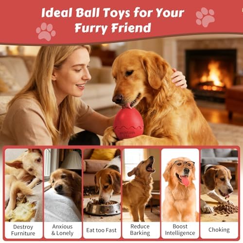 Dog Fillable Toy 3 in 1 Interactive Dog Toys Freeze Lick Summer Cooling Toy Enrichment Treat Dispensing Chew Toy Stuffable Puzzle Slow Feeder for Medium Small Dogs Easy to Clean (Egg-red)