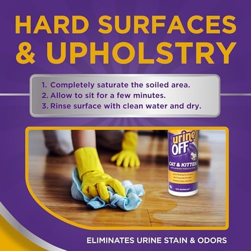 Urine Off Kitten & Cat Pet Stain Remover | Freshly Scented Carpet Cleaner | Bio Enzymatic Stain & Urine Odor Eliminator | Pet Safe Cleaner | 32 oz.