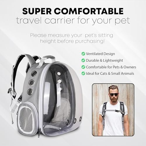 Nazarian's Large Capacity Pet Carrier Backpack for Cats & Dogs - Breathable, Sturdy, and Comfortable Small Travel Backpack for Hiking, and Outdoor - Secure and Lightweight Pet Backpack Carrier
