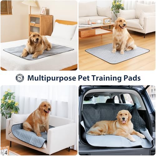 Washable Pee Pads for Dogs, Reusable Puppy Pads 48x48, 3 Pack, White Grey