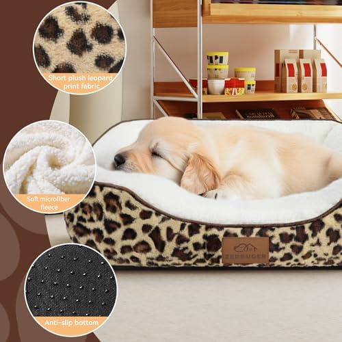 Zerbuger 25in Leopard Rectangle Cat Dog Bed Machine Washable Sleeping Sofa