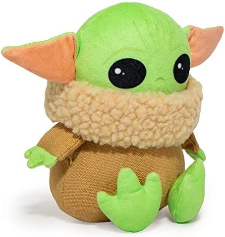 Buckle-Down Dog Toy, Mandalorian, Plush Squeaker Star Wars The Child Sitting Pose, Baby yoda, 8" x 8" (DTPT-SWBIF) for All Breed Sizes