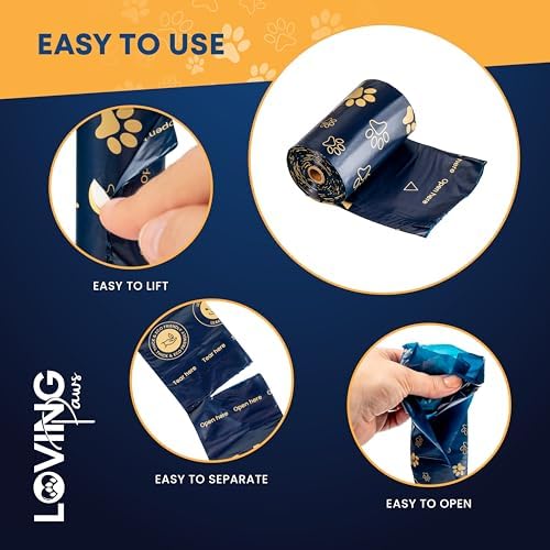 LOVING Paws Premium Dog Waste Bags – 350 Extra-Thick, Leak-Proof & Durable Poop Bags with Dispenser & Leash Clip – Unscented, Easy-Tear, Heavy-Duty Pet Waste Bags for All Dog Sizes