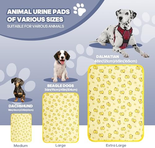 4'Pcs Washable Pee Pads, Reusable Puppy Pet Training Pads, Waterproof Dog Crate, Whelping Pad, Non-Slip Protects Against Urine Leakage Yellow Medium