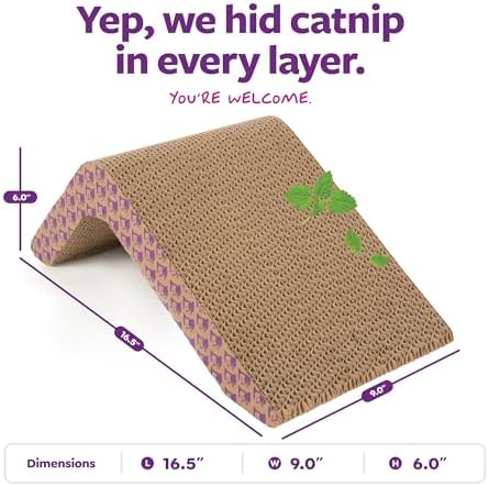 SmartyKat Scratch Ladder Angled Cat Scratcher with Catnip Infusion Technology, Versatile for Floor or Wall Use