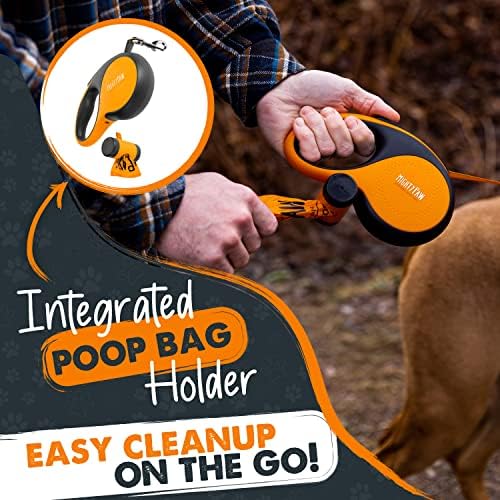 Mighty Paw Retractable Dog Leash with Poop Bag Holder, 16 Ft