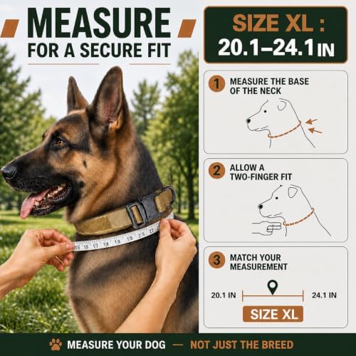 Tactical Dog Collar with Handle, Heavy Duty Nylon for Large Dogs