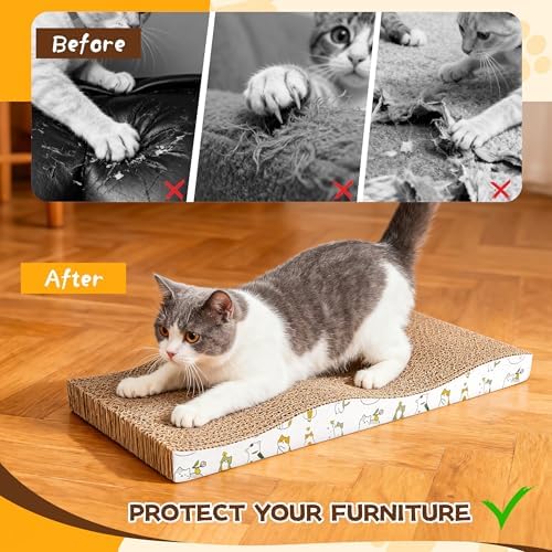 PatiencET Cat Scratch Pad 2 Pack, Waved Cardboard Cat Scratcher