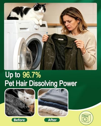 Pet Hair Remover for Laundry, Removes Dog & Cat Hair, Odor, 6-Month Supply