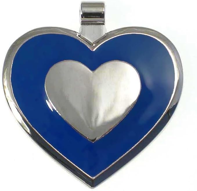 LuckyPet Heart Shaped Jewelry Tag - Dog Identification Tag - Easy to Read Laser Engraving on The Back Side - Size: Large, Color: Blue