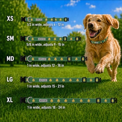 THE WORTHY DOG Summer Print, Adjustable Dog Collar, Large Dogs, Good Luck