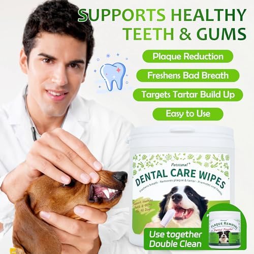 Petstoral Dental Care Wipes for Dogs and Cats, 50 Count