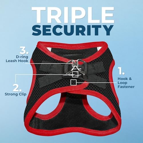 Voyager Step-in Air Dog Vest Harness - Black/Red Trim, X-Small