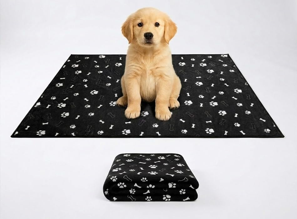Muddy Mat® Washable Pee Pads for Dogs, Super Absorbent Reusable Puppy Pads–100% Waterproof Pee & Potty Training Pads for Pets, Non-Slip Dog Pads for Crates, Playpens and Floors - 2 Pack, Black 24"x36"