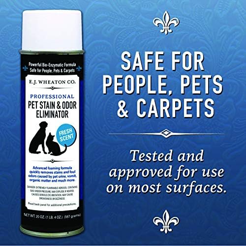E.J. Wheaton - Pet Stain Odor Eliminator, Professional Strength Enzyme Cleaner for Dog and Cat Urine and More, Large Aerosol Spray, 20 Oz. Can
