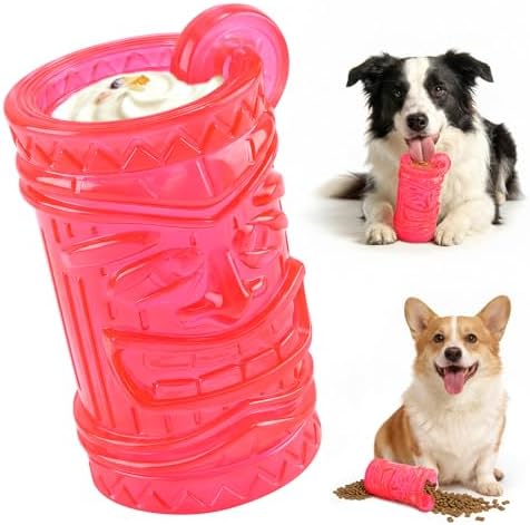 Dog Slow Feeder, Dual Chambers Stuffable Dog Toys, Frozen Treat Enrichment Toy, Treat Dispensing Puzzle Toy for Boredom & Anxiety Relief, Small Medium Large Dogs
