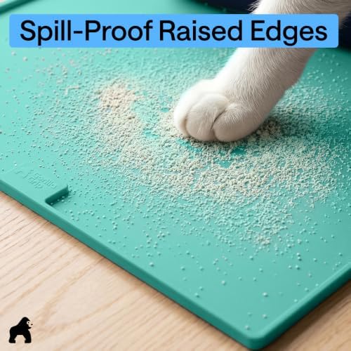 GORILLA GRIP Cat Litter Box Mat, Easy Clean Silicone Mats, 24x15 Turquoise
