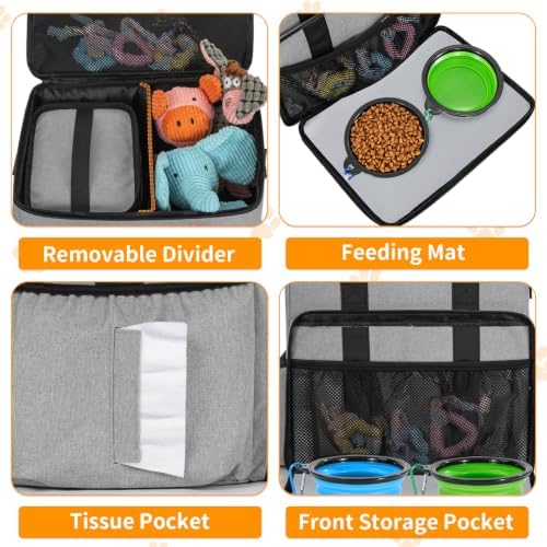 TORIBIO Large Dog Travel Bag for Supplies with Food Bowl
