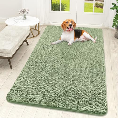 OLANLY Dog Door Mat for Muddy Paws 59x32, Super Absorbent Chenille Mud Mat