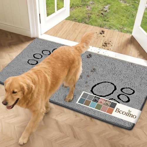 Bcoimo Super Absorbent Dog Door Mat, 48"*30" Anti Slip Mat for Muddy Paws