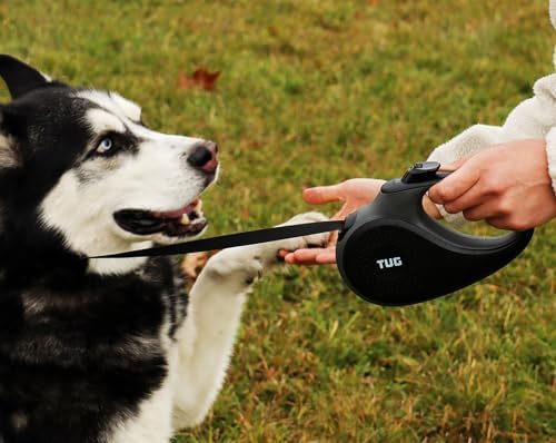TUG Original Retractable Dog Leash, 16 ft (Medium, Black/Grey)