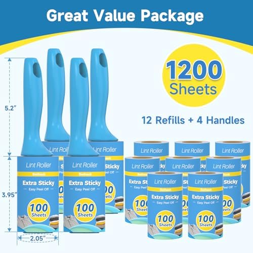 Swihauk 1200 Sheets Extra Sticky Lint Rollers for Pet Hair