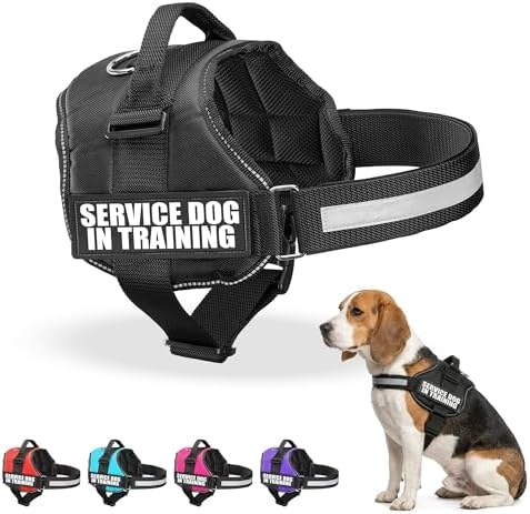 Industrial Puppy Service Dog in Training Vest Harness, Medium 25"-32" Black