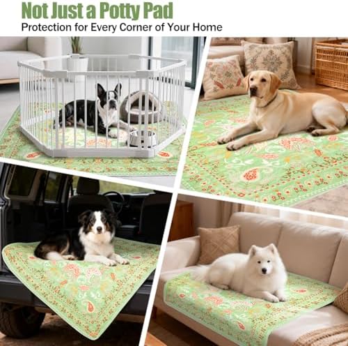 Washable Dog Pee Pads 2-Pack, 31.5" x 31.5" Reusable Puppy Training Pads with Non-Slip Backing, 4-Layer Super Absorbent Whelping Mat for Playpens, Furniture & Crate