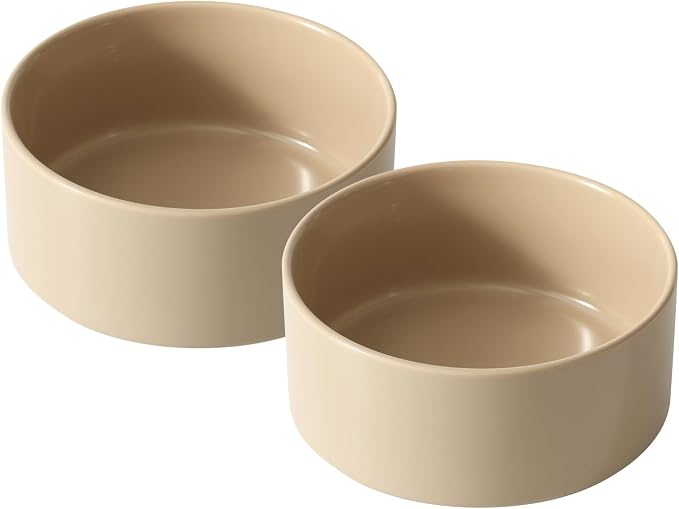Havniva Ceramic Dog Bowls, Dog Food and Water Bowl Set, Dog Water Bowl | 6.1” Ceramic Dog Food Bowls with Non-Slip Rubber Base, Large Capacity, Double Dog Feeding Bowls for Small and Medium Dogs