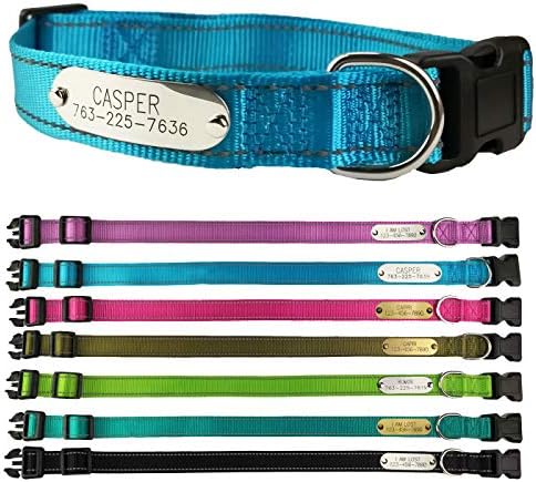 SINYUDUN Personalized Reflective Dog Collars with Customized ID Tags