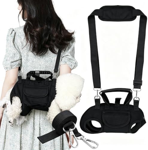 YAODHAOD Hands Free Dog Backpack Carrier for Small Dogs, Breathable Pet Carrier with Adjustable Straps,Portable Shoulder Carrier Sling Backpack for Hiking, Camping, Walking, Short Trips (Black,M)
