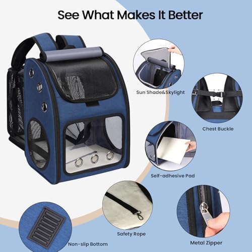 Expandable Cat Carrier Backpack,Large Space,Airline Approved,18 lbs