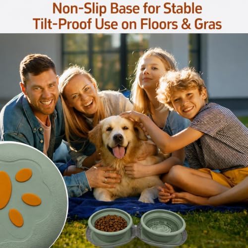2-in-1 Collapsible Dog Travel Bowl Portable Silicone Carabiner