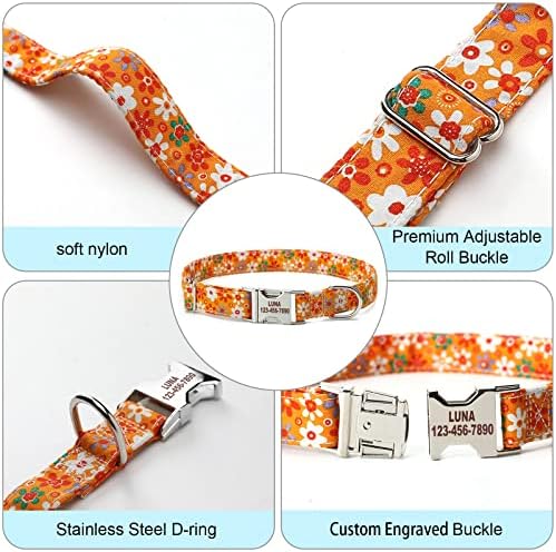 Personalized Dog Collar with Bow Tie - Birthday Custom Dog Collar Flower with Metal Buckle Adjustable Cute Collar for Girl Puppy Small Medium Large Dog