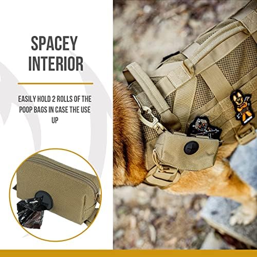 OneTigris Doggy Poop Bag Holder Zipper Dog Waste Bag Pouch Leash Attachment for Walking Training Running Hiking