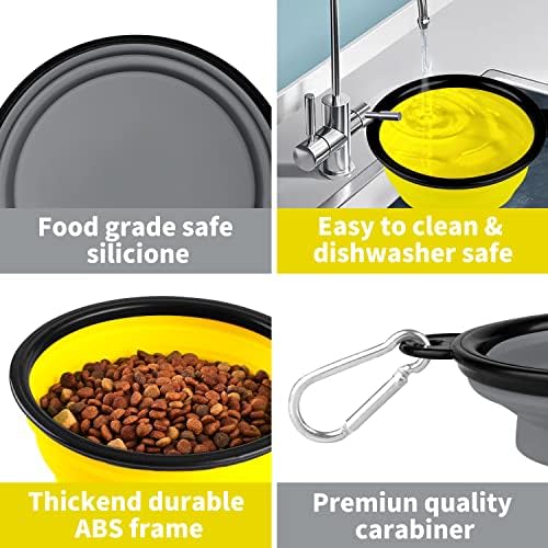 COOYOO Collapsible Dog Bowl,2 Pack Collapsible Dog Water Bowls for Cats Dogs,Portable Pet Feeding Watering Dish for Walking Parking Traveling with 2 Carabiners